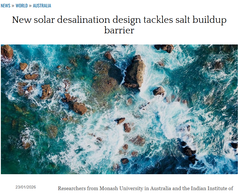 New solar desalination design tackles salt buildup barrier